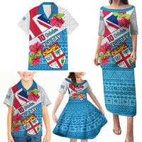 Personalised Fiji Day Family Matching Puletasi Dress and Hawaiian Shirt Fijian Hibiscus Special Version - Wonder Print Shop