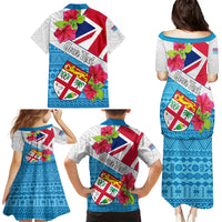 Personalised Fiji Day Family Matching Puletasi Dress and Hawaiian Shirt Fijian Hibiscus Special Version - Wonder Print Shop
