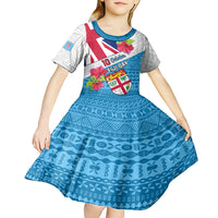 Personalised Fiji Day Kid Short Sleeve Dress Fijian Hibiscus Special Version - Wonder Print Shop