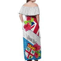 Personalised Fiji Day Off Shoulder Maxi Dress Fijian Hibiscus Special Version - Wonder Print Shop