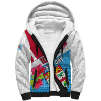 Personalised Fiji Day Sherpa Hoodie Fijian Hibiscus Special Version - Wonder Print Shop