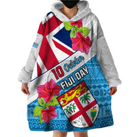 Personalised Fiji Day Wearable Blanket Hoodie Fijian Hibiscus Special Version - Wonder Print Shop