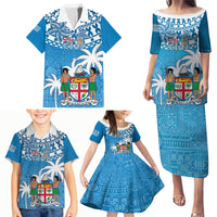 Fiji Family Matching Puletasi Dress and Hawaiian Shirt Bula Fijian Tapa Pattern - Wonder Print Shop