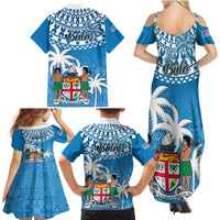 Fiji Family Matching Summer Maxi Dress and Hawaiian Shirt Bula Fijian Tapa Pattern - Wonder Print Shop