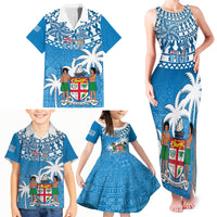 Fiji Family Matching Tank Maxi Dress and Hawaiian Shirt Bula Fijian Tapa Pattern - Wonder Print Shop