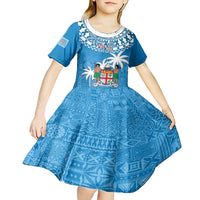 Fiji Kid Short Sleeve Dress Bula Fijian Tapa Pattern - Wonder Print Shop