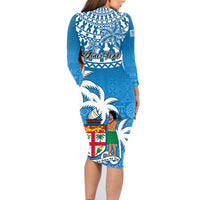 Personalised Fiji Family Matching Long Sleeve Bodycon Dress and Hawaiian Shirt Bula Fijian Tapa Pattern - Wonder Print Shop