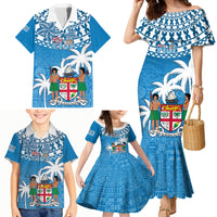 Personalised Fiji Family Matching Mermaid Dress and Hawaiian Shirt Bula Fijian Tapa Pattern - Wonder Print Shop