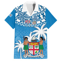 Personalised Fiji Family Matching Off Shoulder Long Sleeve Dress and Hawaiian Shirt Bula Fijian Tapa Pattern - Wonder Print Shop