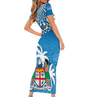 Personalised Fiji Family Matching Short Sleeve Bodycon Dress and Hawaiian Shirt Bula Fijian Tapa Pattern - Wonder Print Shop