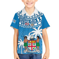 Personalised Fiji Kid Hawaiian Shirt Bula Fijian Tapa Pattern - Wonder Print Shop