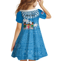 Personalised Fiji Kid Short Sleeve Dress Bula Fijian Tapa Pattern - Wonder Print Shop