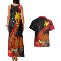 Papua New Guinea Couples Matching Tank Maxi Dress and Hawaiian Shirt Bird Of Paradise With Tropical Flower - Wonder Print Shop