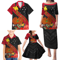 Papua New Guinea Family Matching Puletasi Dress and Hawaiian Shirt Bird Of Paradise With Tropical Flower - Wonder Print Shop