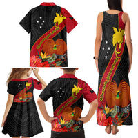 Papua New Guinea Family Matching Tank Maxi Dress and Hawaiian Shirt Bird Of Paradise With Tropical Flower - Wonder Print Shop