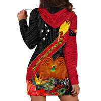Papua New Guinea Hoodie Dress Bird Of Paradise With Tropical Flower - Wonder Print Shop