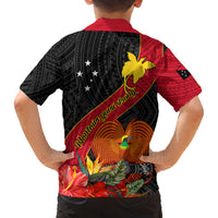 Papua New Guinea Kid Hawaiian Shirt Bird Of Paradise With Tropical Flower - Wonder Print Shop