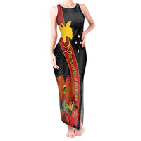Papua New Guinea Tank Maxi Dress Bird Of Paradise With Tropical Flower - Wonder Print Shop