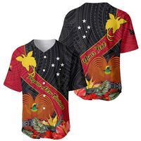 Personalised Papua New Guinea Baseball Jersey Bird Of Paradise With Tropical Flower - Wonder Print Shop