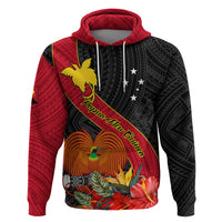 Personalised Papua New Guinea Hoodie Bird Of Paradise With Tropical Flower - Wonder Print Shop