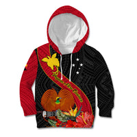 Personalised Papua New Guinea Kid Hoodie Bird Of Paradise With Tropical Flower - Wonder Print Shop