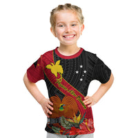 Personalised Papua New Guinea Kid T Shirt Bird Of Paradise With Tropical Flower - Wonder Print Shop