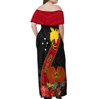 Personalised Papua New Guinea Off Shoulder Maxi Dress Bird Of Paradise With Tropical Flower - Wonder Print Shop