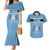 Botswana Couples Matching Mermaid Dress and Hawaiian Shirt Tswana Pula African Pattern - Wonder Print Shop