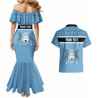 Personalised Botswana Couples Matching Mermaid Dress and Hawaiian Shirt Tswana Pula African Pattern - Wonder Print Shop