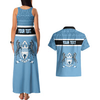 Personalised Botswana Couples Matching Tank Maxi Dress and Hawaiian Shirt Tswana Pula African Pattern - Wonder Print Shop
