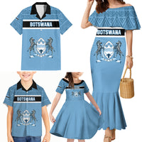Personalised Botswana Family Matching Mermaid Dress and Hawaiian Shirt Tswana Pula African Pattern - Wonder Print Shop