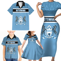 Personalised Botswana Family Matching Short Sleeve Bodycon Dress and Hawaiian Shirt Tswana Pula African Pattern - Wonder Print Shop