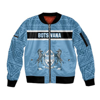 Personalised Botswana Sleeve Zip Bomber Jacket Tswana Pula African Pattern - Wonder Print Shop