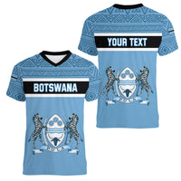 Personalised Botswana Women V Neck T Shirt Tswana Pula African Pattern - Wonder Print Shop