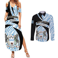 Botswana Independence Day Couples Matching Summer Maxi Dress and Long Sleeve Button Shirts Lefatshe la Botswana Zebra Pattern - Wonder Print Shop