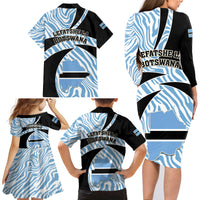 Botswana Independence Day Family Matching Long Sleeve Bodycon Dress and Hawaiian Shirt Lefatshe la Botswana Zebra Pattern - Wonder Print Shop