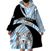 Botswana Independence Day Wearable Blanket Hoodie Lefatshe la Botswana Zebra Pattern - Wonder Print Shop