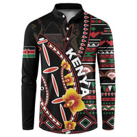 Personalized Kenya Button Sweatshirt Jamhuri ya Kenya Shield - Wonder Print Shop