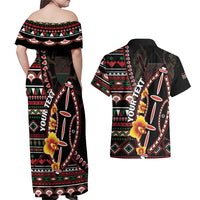 Personalized Kenya Couples Matching Off Shoulder Maxi Dress and Hawaiian Shirt Jamhuri ya Kenya Shield - Wonder Print Shop