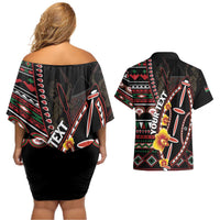 Personalized Kenya Couples Matching Off Shoulder Short Dress and Hawaiian Shirt Jamhuri ya Kenya Shield - Wonder Print Shop
