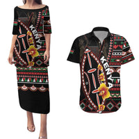 Personalized Kenya Couples Matching Puletasi and Hawaiian Shirt Jamhuri ya Kenya Shield - Wonder Print Shop