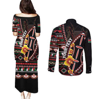 Personalized Kenya Couples Matching Puletasi and Long Sleeve Button Shirt Jamhuri ya Kenya Shield - Wonder Print Shop