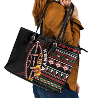 Kenya Leather Tote Bag Jamhuri ya Kenya Shield - Wonder Print Shop