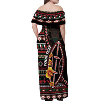 Personalized Kenya Off Shoulder Maxi Dress Jamhuri ya Kenya Shield - Wonder Print Shop