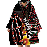 Personalized Kenya Wearable Blanket Hoodie Jamhuri ya Kenya Shield - Wonder Print Shop