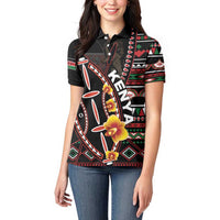 Personalized Kenya Women Polo Shirt Jamhuri ya Kenya Shield - Wonder Print Shop