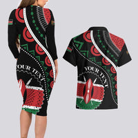 Personalized Kenya Couples Matching Long Sleeve Bodycon Dress and Hawaiian Shirt Harambee African Pattern - Wonder Print Shop