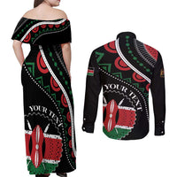 Personalized Kenya Couples Matching Off Shoulder Maxi Dress and Long Sleeve Button Shirt Harambee African Pattern - Wonder Print Shop