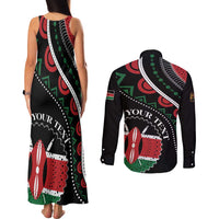 Personalized Kenya Couples Matching Tank Maxi Dress and Long Sleeve Button Shirt Harambee African Pattern - Wonder Print Shop