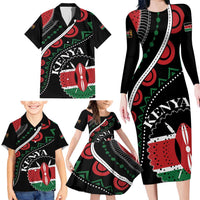 Personalized Kenya Family Matching Long Sleeve Bodycon Dress and Hawaiian Shirt Harambee African Pattern - Wonder Print Shop